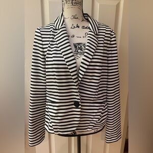 Elle Black and White Striped Blazer